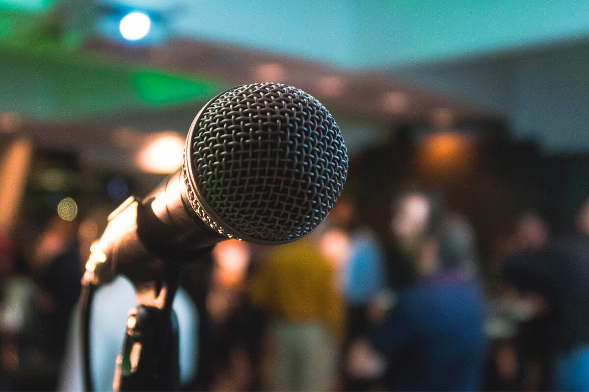 Microphone with blurred background